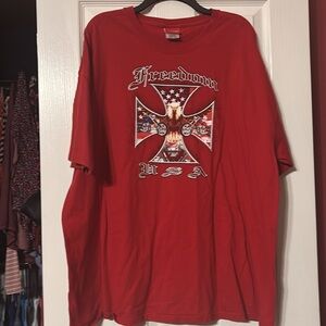 Sonoma Red T-Shirt XXL w/ eagle, cross, flag and chopper motorcycles size 2XL